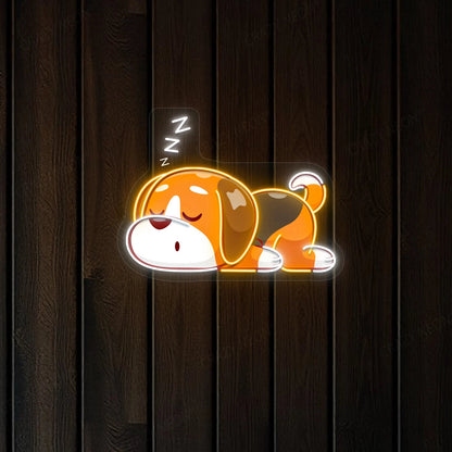 Dog Falling Asleep LED Neon Artwork Sign