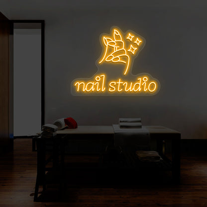 Nail Studio With Hand Neon Sign