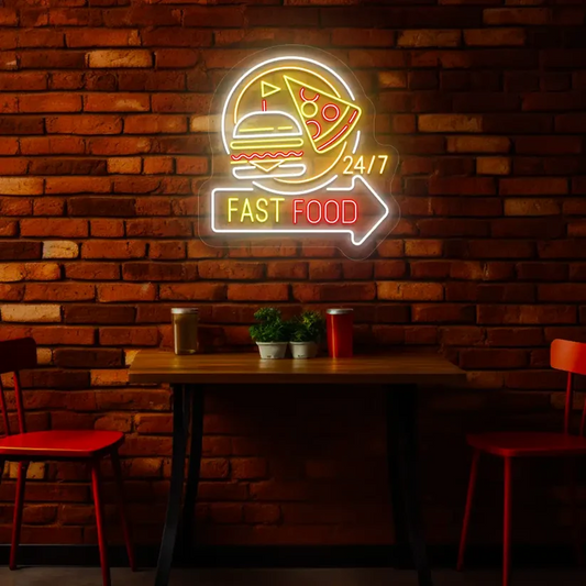 Fast Food 24/7 Neon Sign