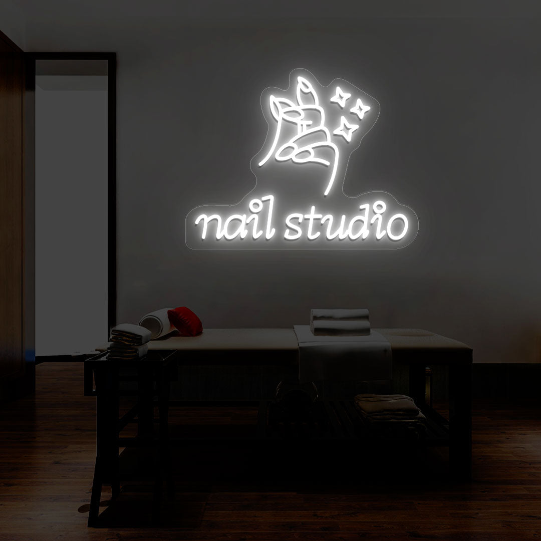 Nail Studio With Hand Neon Sign