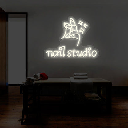 Nail Studio With Hand Neon Sign