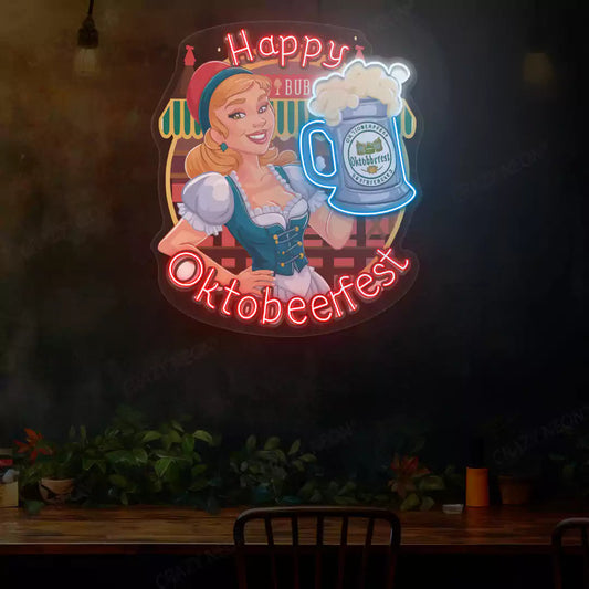 Happy Oktoberfest Celebration Neon Sign