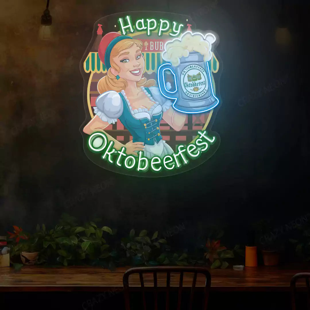 Happy Oktoberfest Celebration Neon Sign