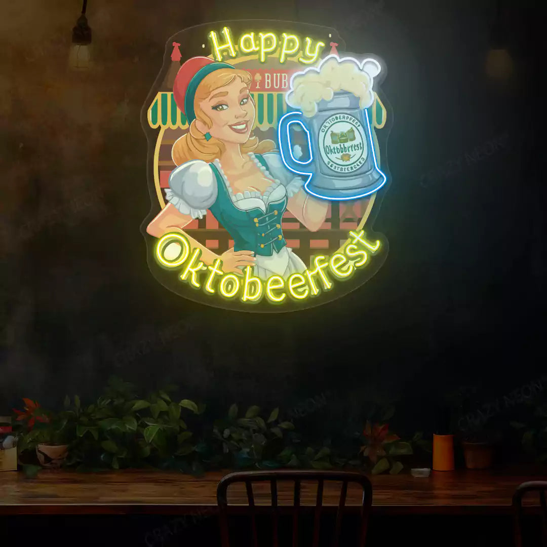 Happy Oktoberfest Celebration Neon Sign