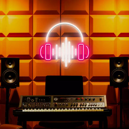 Headphones Sound Wave Neon Sign