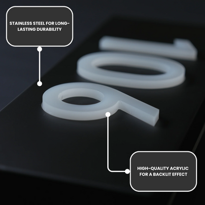 3D Acrylic Backlit House Numbers – Modern LED Address Numbers for Exterior