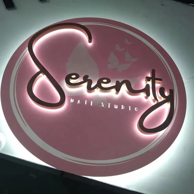 3D Backlit Acrylic Business Sign – Custom LED Logo Sign with Metal Backplate
