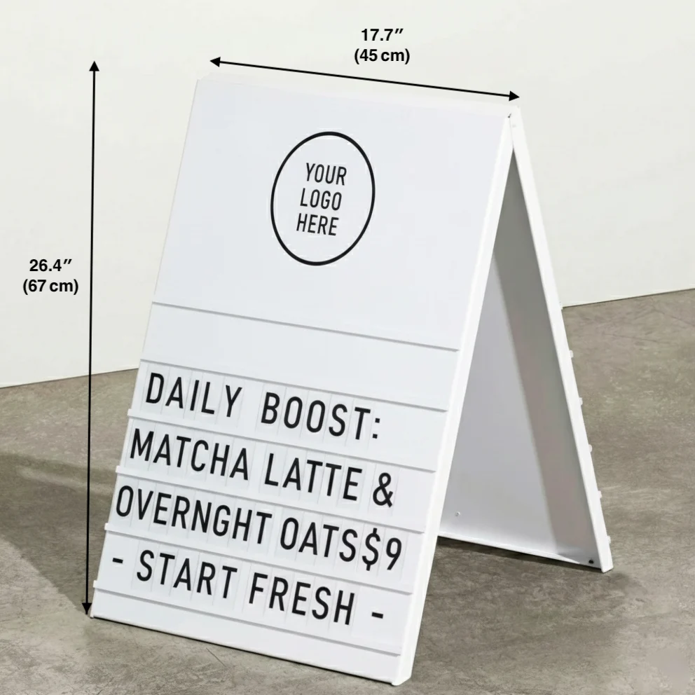A-Frame Sidewalk Sign – Metal Sandwich Board with Changeable Letters