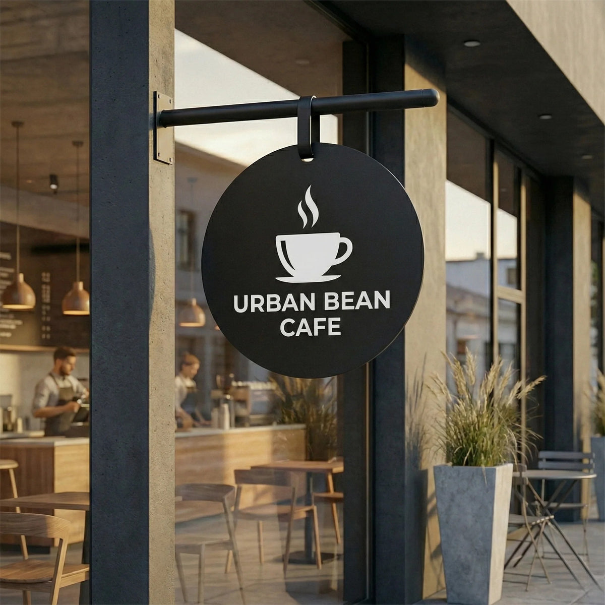 Custom Hanging Business Sign – Double-Sided Storefront Logo Sign