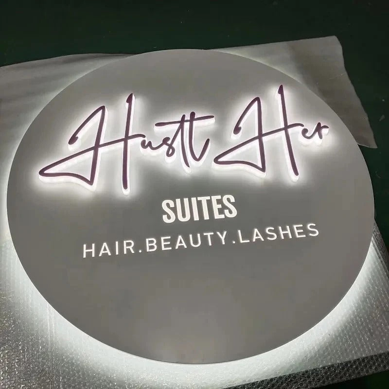 3D Backlit Acrylic Business Sign – Custom LED Logo Sign with Metal Backplate