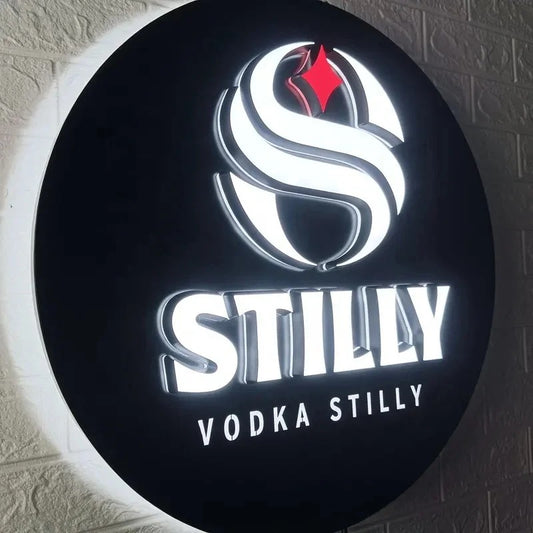 3D Backlit Acrylic Business Sign – Custom LED Logo Sign with Metal Backplate