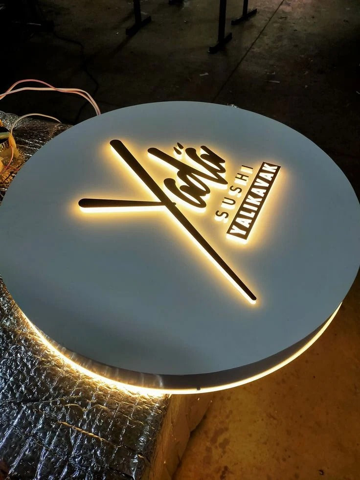 3D Backlit Acrylic Business Sign – Custom LED Logo Sign with Metal Backplate