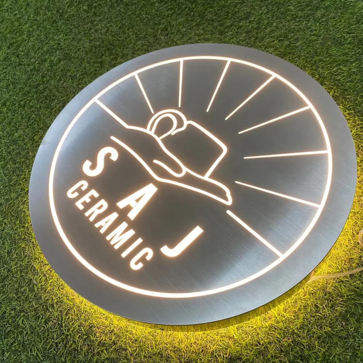 Backlit Metal Business Logo Sign – Custom LED Storefront Sign (Laser Cut)