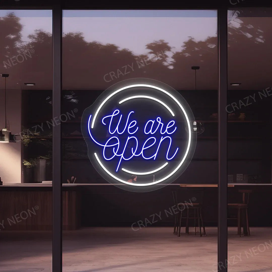 Round Shaped We Are Open Neon Sign-Multicolor