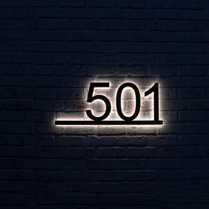 Backlit LED House Numbers with Underline – Modern Illuminated Address Numbers