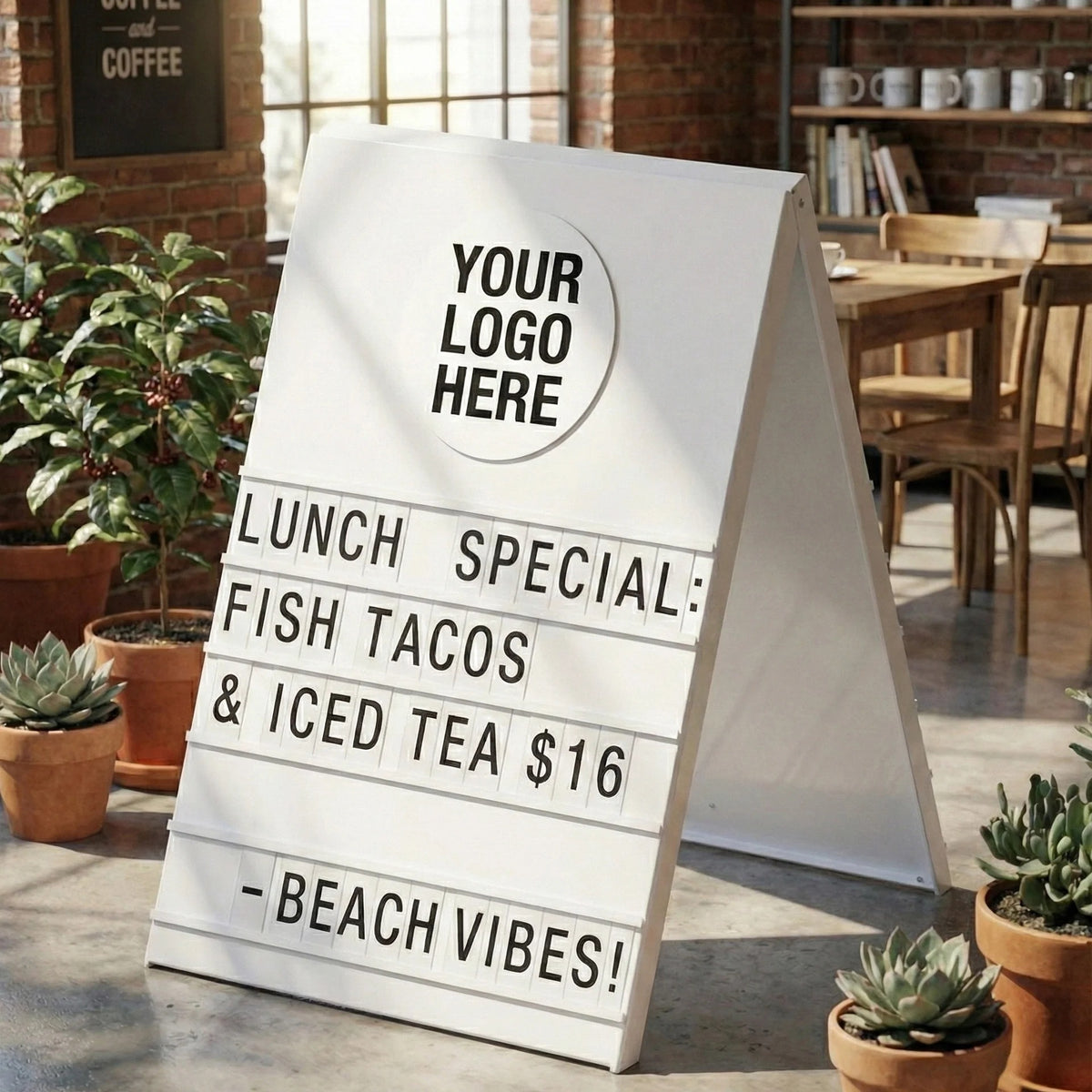 A-Frame Sidewalk Sign – Metal Sandwich Board with Changeable Letters
