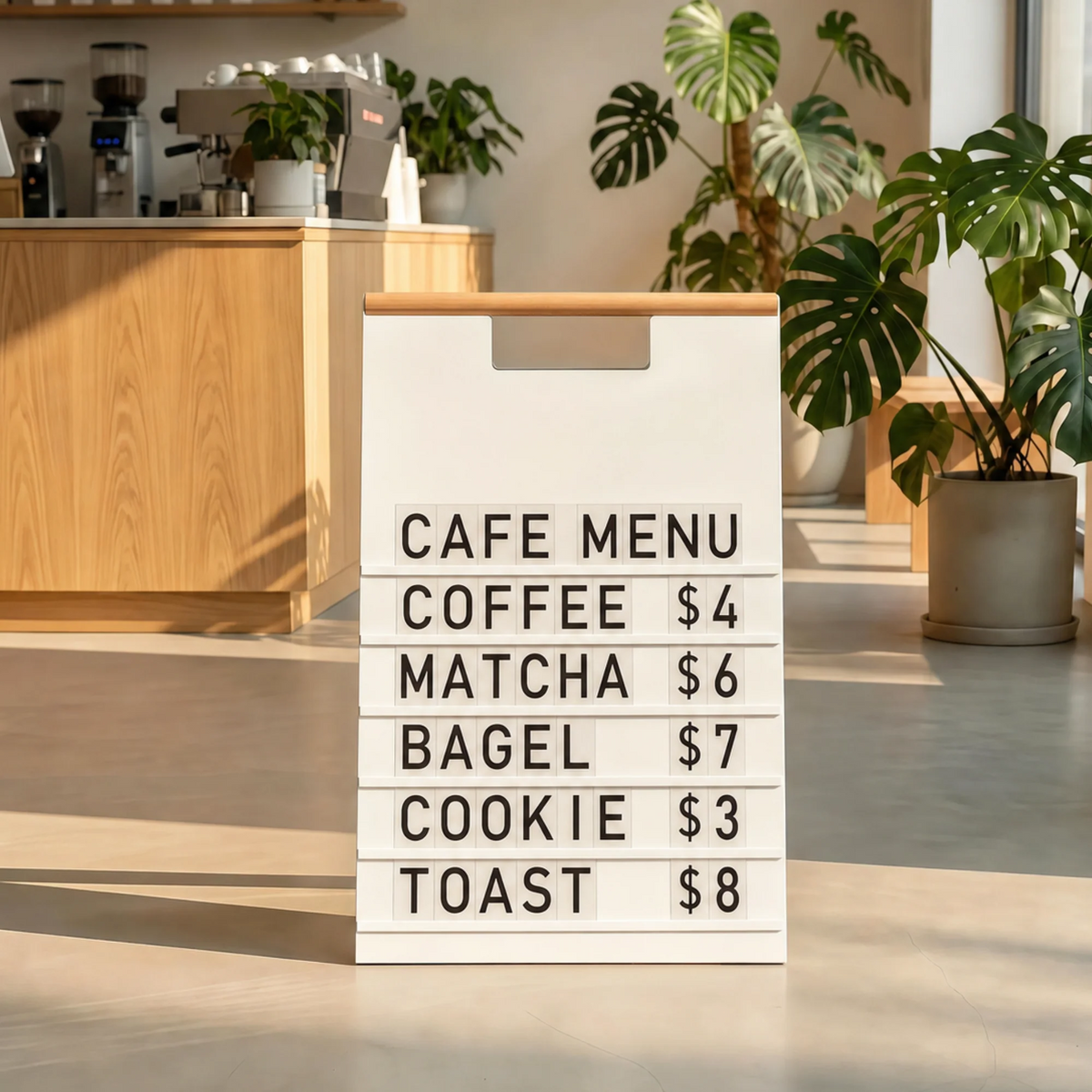 A-Frame Menu Board with Wood Handle and Changeable Letters