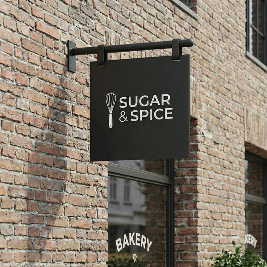 Custom Hanging Business Sign – Double-Sided Storefront Logo Sign