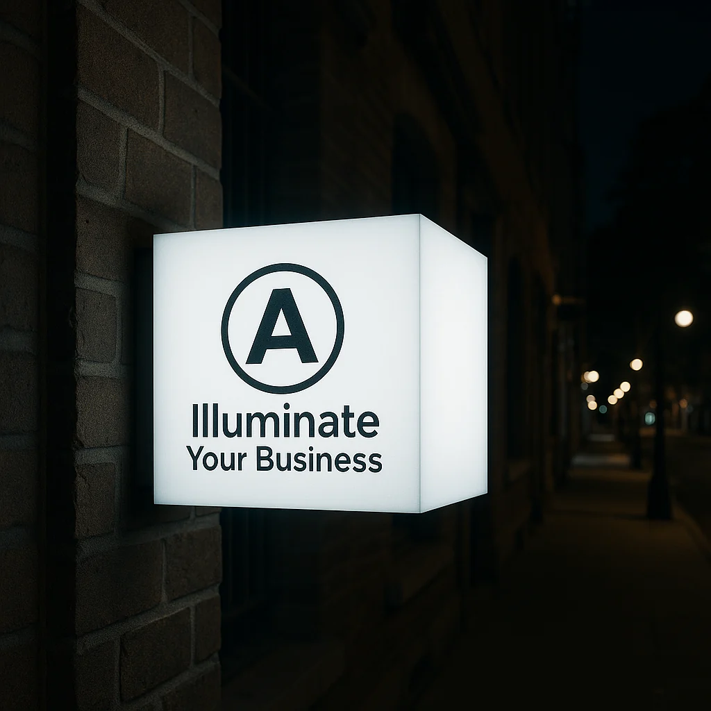 Cube LED Light Box Sign – Custom Acrylic Business Display