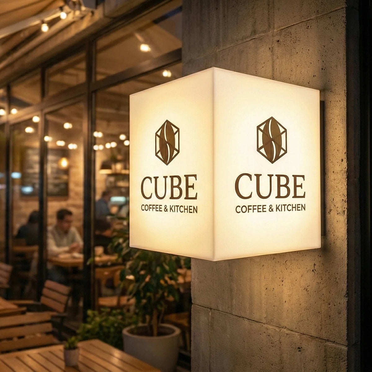 Cube LED Light Box Sign – Custom Acrylic Business Display