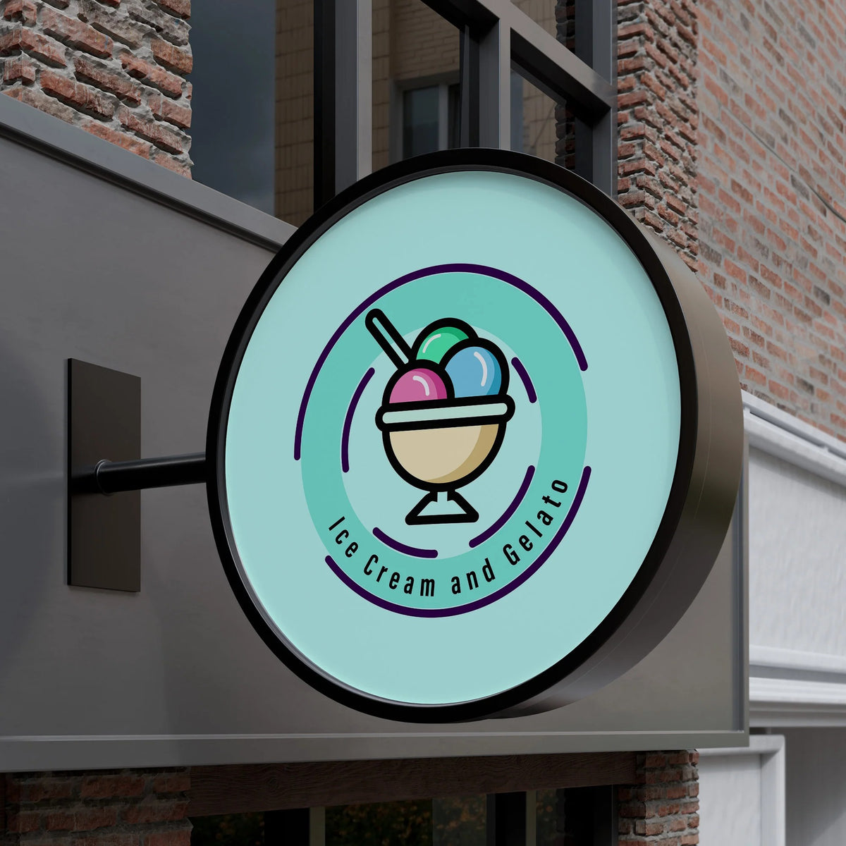 Round LED Light Box Sign – Double-Sided Projecting Business Sign