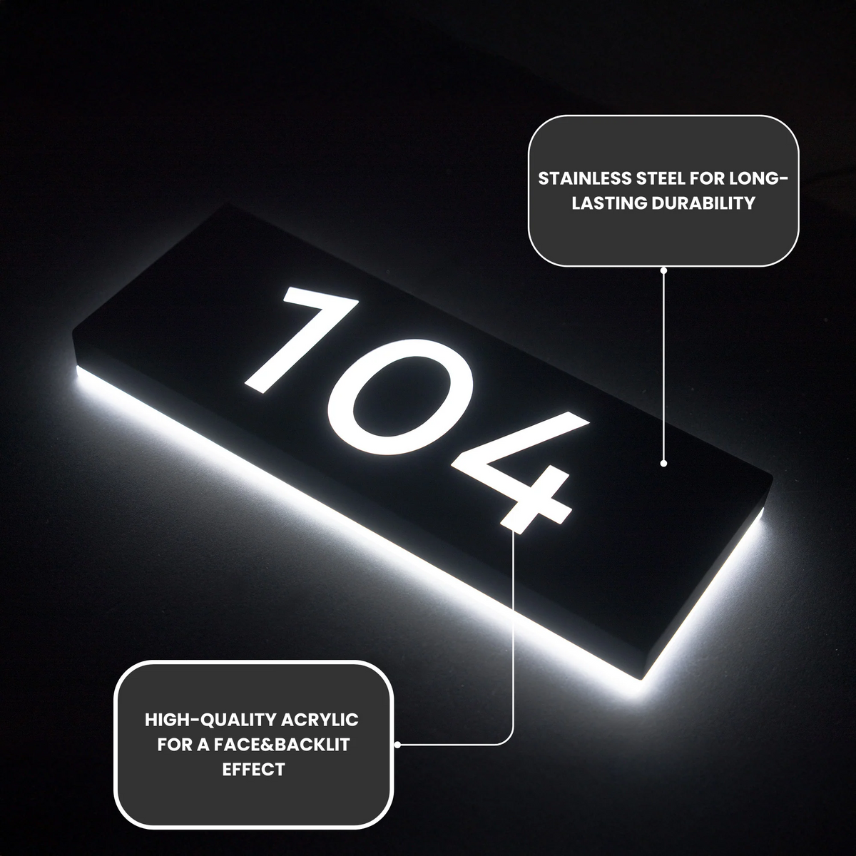 Metal Backlit Address Plaque – Custom LED House Address Sign