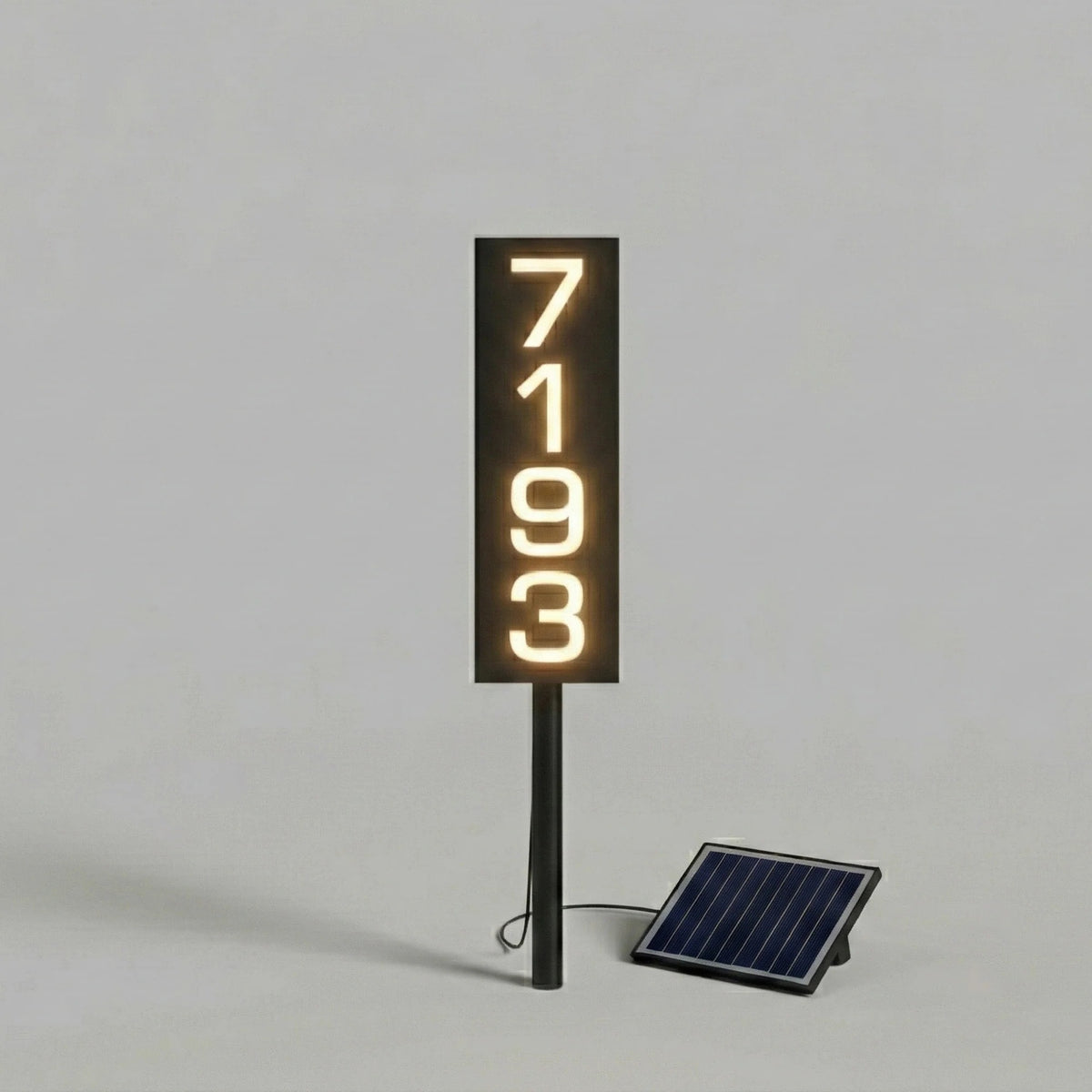 Solar Powered Staked House Number Sign – Illuminated Outdoor Address Sign