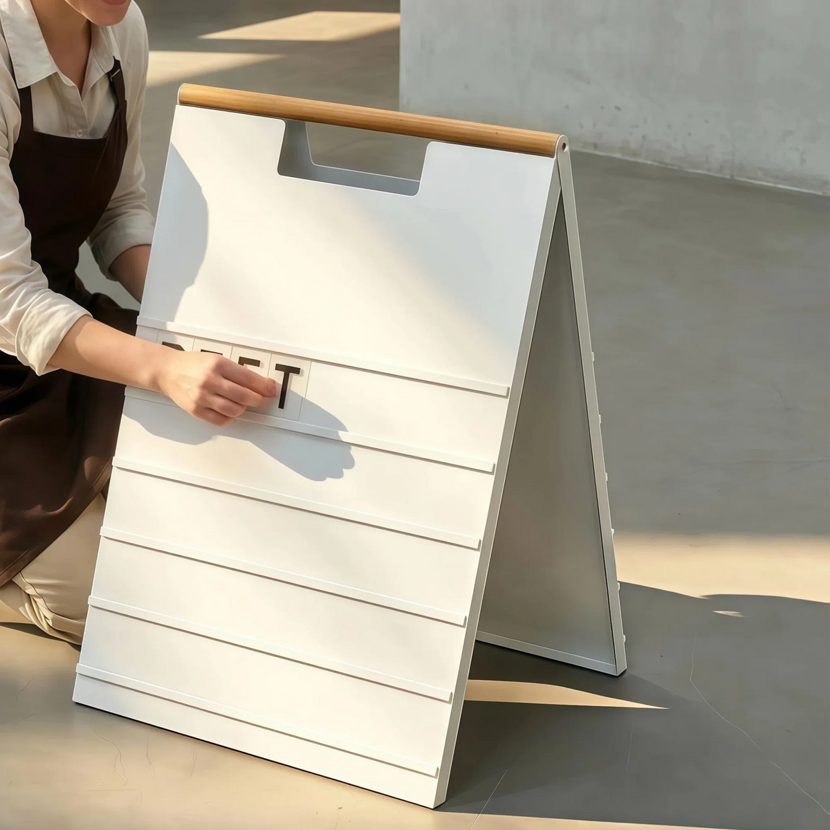 A-Frame Menu Board with Wood Handle and Changeable Letters