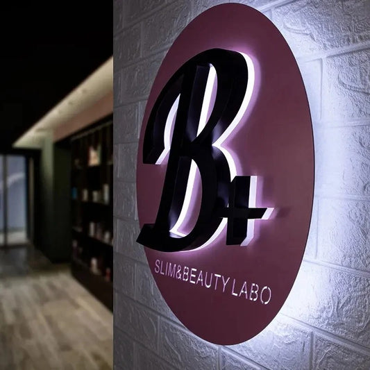 3D Backlit Acrylic Business Sign – Custom LED Logo Sign with Metal Backplate