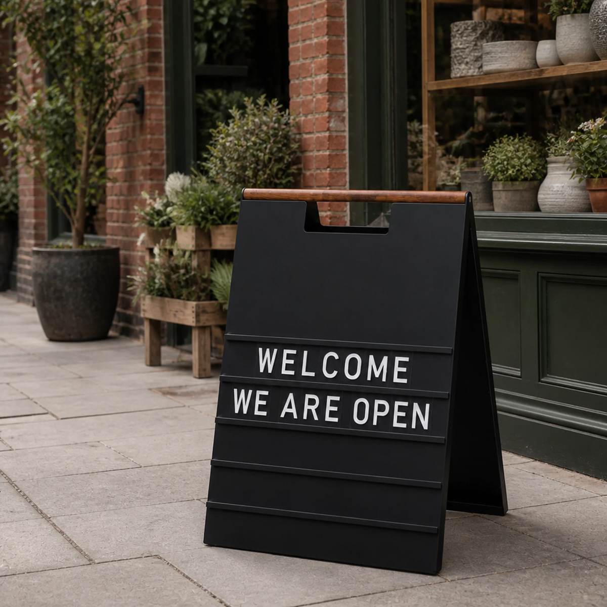 A-Frame Menu Board with Wood Handle and Changeable Letters