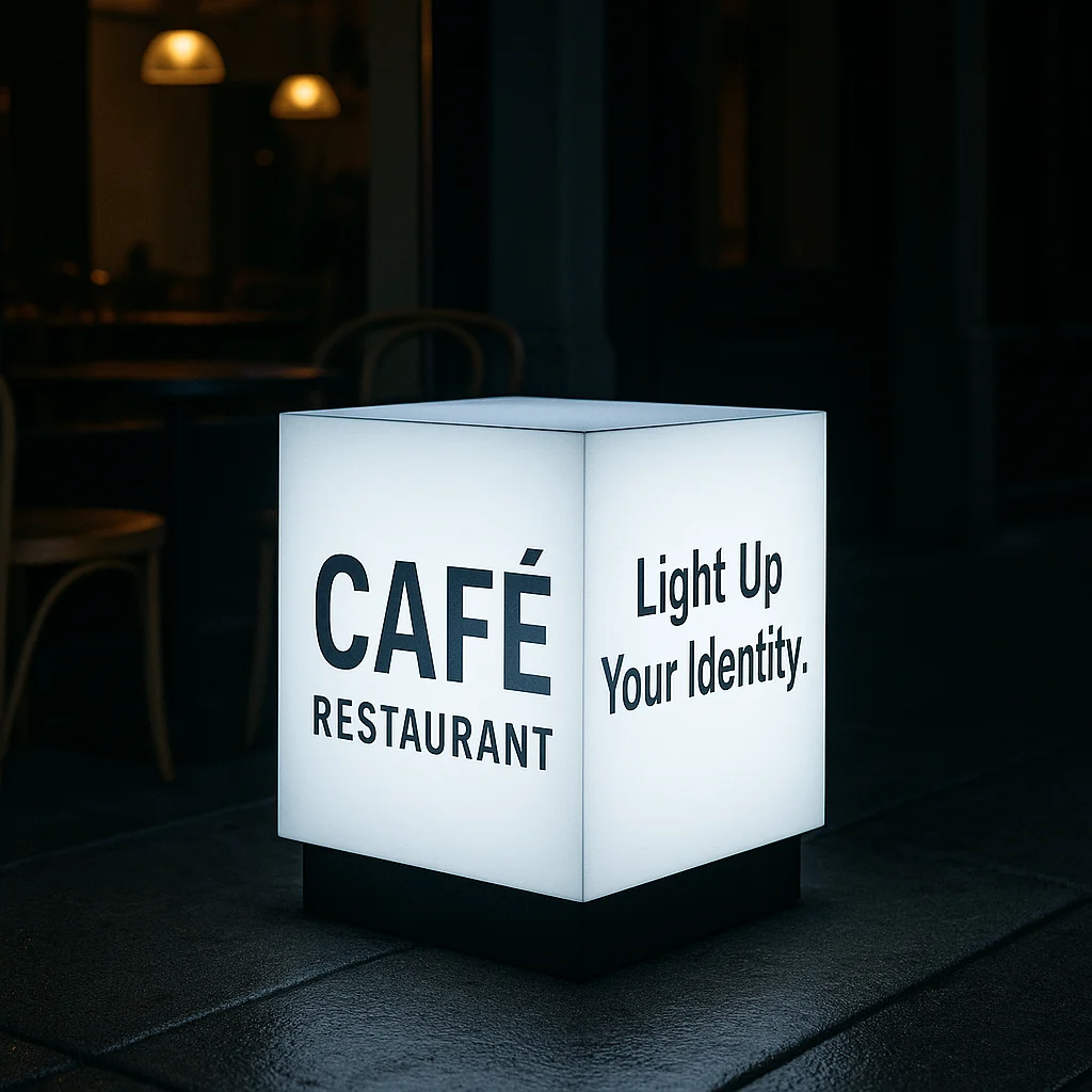 Cube LED Light Box Sign – Custom Acrylic Business Display