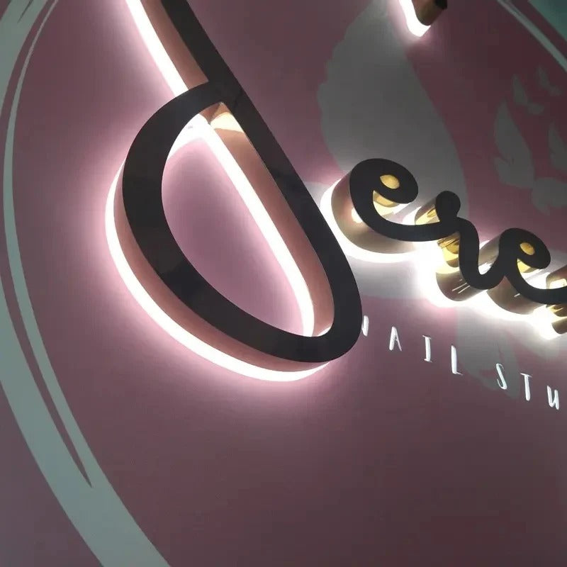 3D Backlit Acrylic Business Sign – Custom LED Logo Sign with Metal Backplate