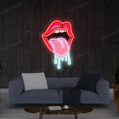 Dripping Lips Neon Artwork Sign