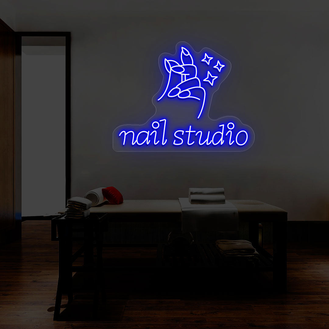 Nail Studio With Hand Neon Sign
