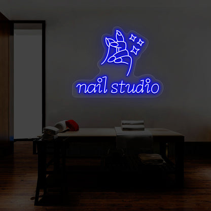 Nail Studio With Hand Neon Sign