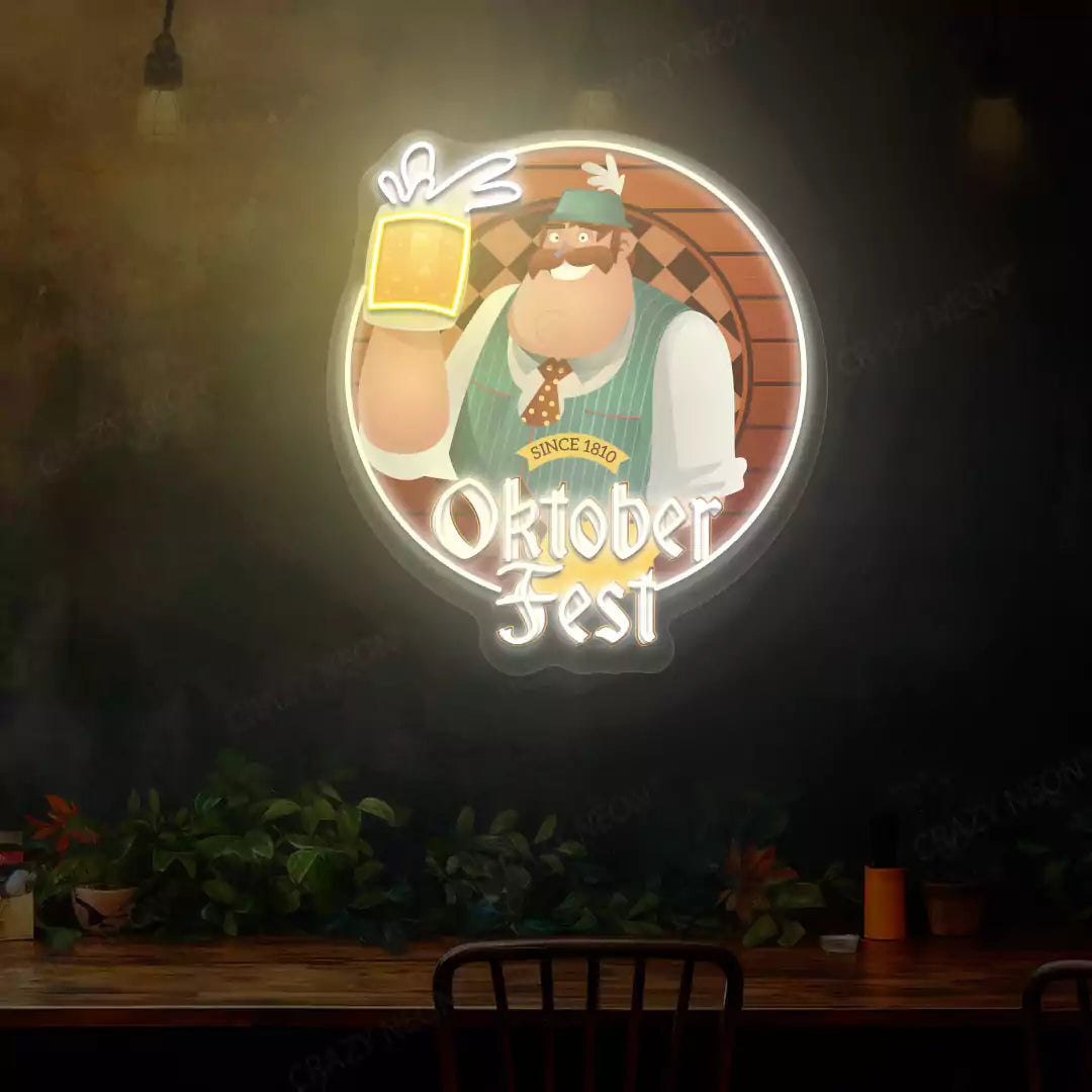 Oktoberfest Beer Guy Neon Sign