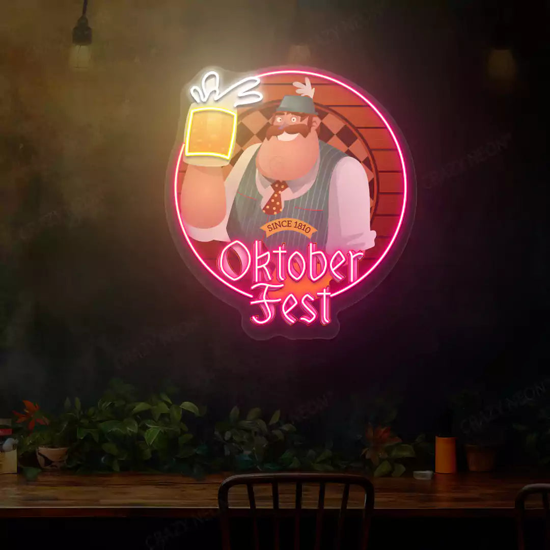 Oktoberfest Beer Guy Neon Sign