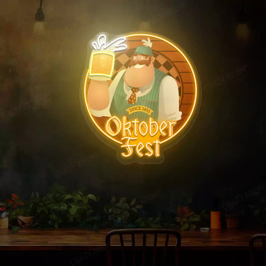 Oktoberfest Beer Guy Neon Sign