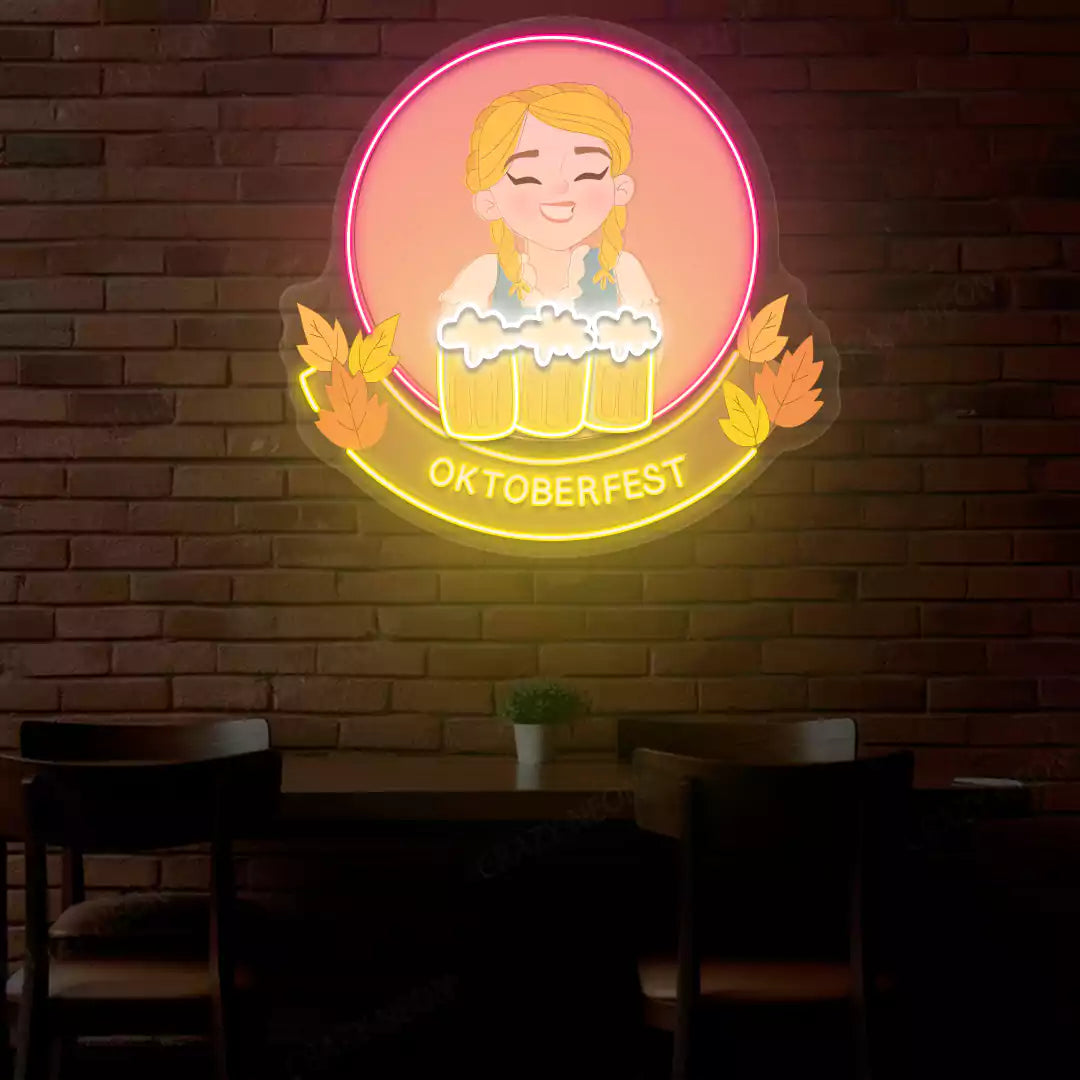 Oktoberfest Beer Girl Neon Sign