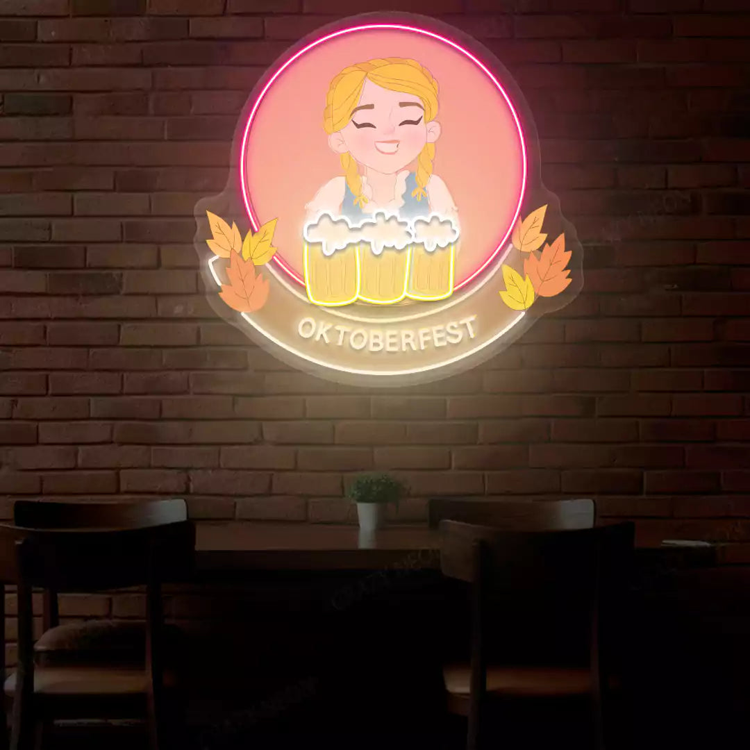 Oktoberfest Beer Girl Neon Sign