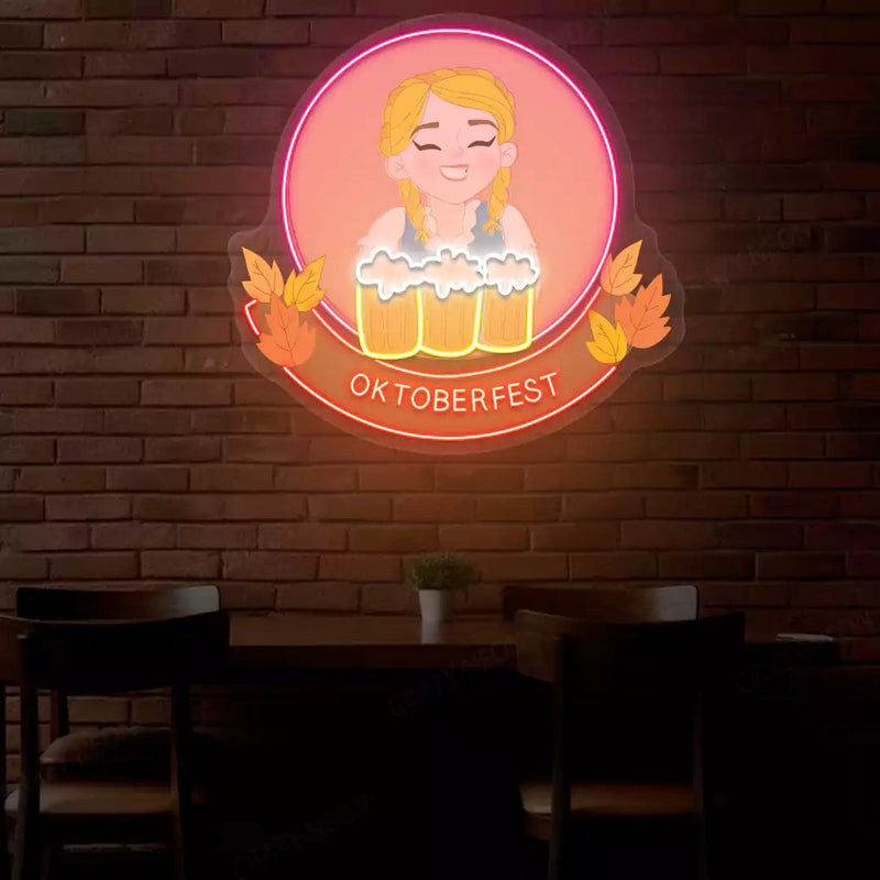 Oktoberfest Beer Girl Neon Sign