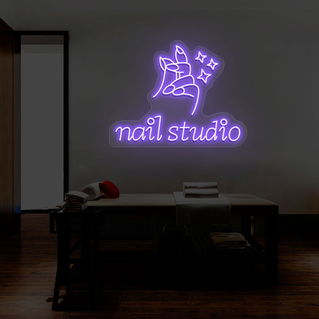 Nail Studio With Hand Neon Sign