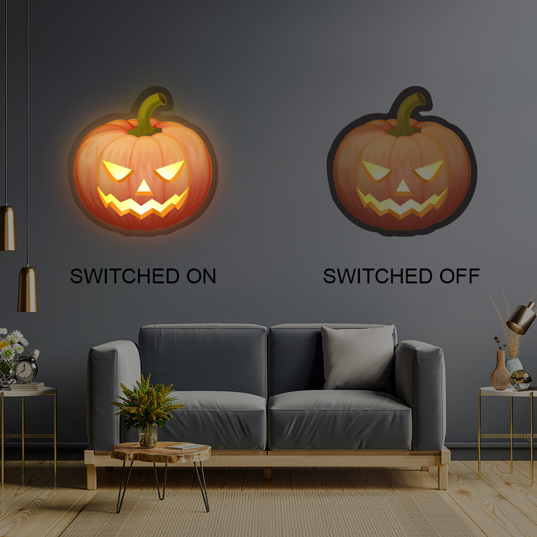 Angry Pumpkin Illuminated Sign