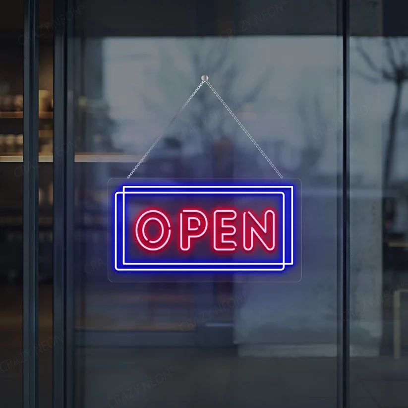 Double Line Multicolor Open Neon Sign
