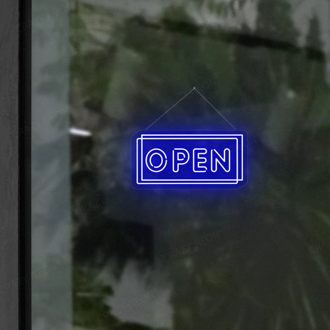 Double line "Open" LED neon sign for business, bright and energy-efficient, image 15 of 16.