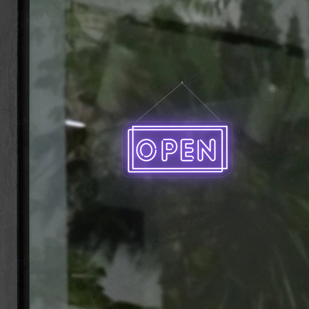 Double Line Open LED Neon Sign, bright business storefront lighting, energy-efficient. Image 11 of 16.
