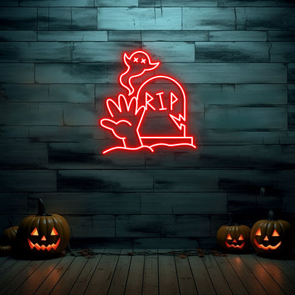 Graveyard RIP Tombstone Neon Sign