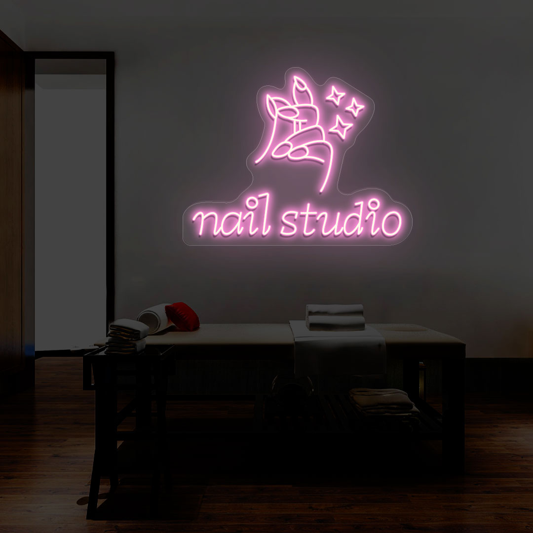 Nail Studio With Hand Neon Sign