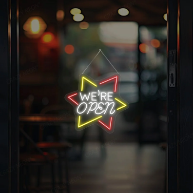 Star Shape We Are Open Neon