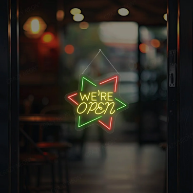 Star Shape We Are Open Neon